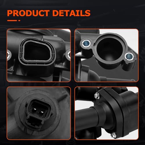 FILTERUP 68003582AB Engine Coolant Thermostat Housing Assembly Compatible with Dodge, Chrysler, Jeep - Journey 09-20, Avenger 09-14, Compass Patriot 07-17, Caliber, Sebring, 200 4Cyl 2.4L 2.0L