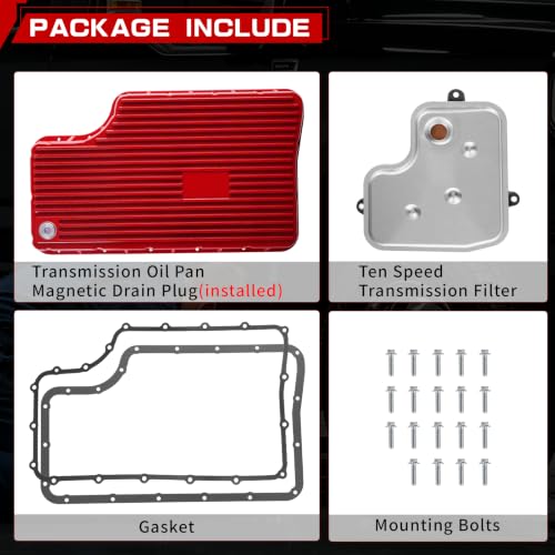 328052010 Heavy Duty Aluminum 6R140 Transmission Deep Pan with Filter and Gasket Compatible with Ford F250 F350 F450 F550 2011-2019 (Red)