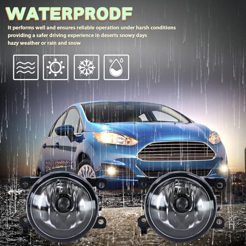 Lqito Fog Lights With Bulbs Fits 2011-2015 Explorer，2013-2016 Fusion，2008-2014 Focus,2012-2015 CRV，2015-2017 Fit,2012-2017 Pilot,Fits Nissan Subaru Lincoln Replace#4F9Z-15200-AA（2 PCS）