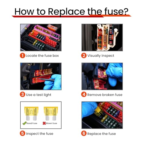 60Pcs Standard Car Fuse Kit, Automotive Fuses Assortment kit(1A/2A/3A/5A/7.5A/10A/15A/20A/25A/30A/35A/40A), Blade Fuse for Car/RV/Truck/Boat/Marine