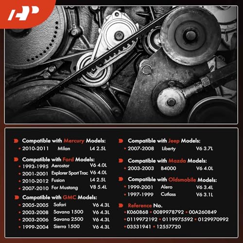 A-Premium 86.78 Inch Serpentine Belt Compatible with Chevy, Ram, Ford, GMC, Dodge, Jeep, Cadillac, Chrysler, Mazda, Olds & Pontiac Cars - Silverado, Malibu, 1500, Fusion, Savana, Durango, Liberty