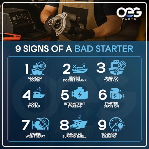 OEG Parts New Starter SAEJ1171 Compatible with 1996-2007 Mercruiser & Compatible with Volvo Penta V6 V8 Engines Upgrades OEM Delco & Mando 863007A1 50-863007A1