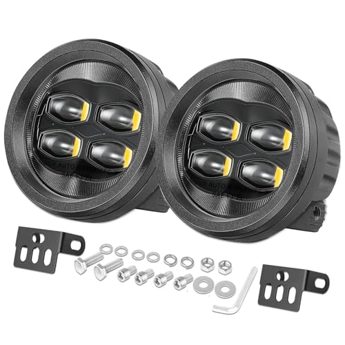 SAE Yellow Fog Lights, ACEC SHOP 2PCS 80W 3.5 Inch Round LED Fog Light Bars DOT Approved Street Legal Amber Pods Off Road Driving Light for Truck Pickup Wrangler Tacoma Tundra F150 UTV SUV Motorcycle
