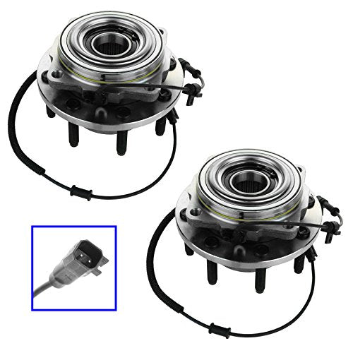 TRQ Front Left and Right Wheel Bearing and Hub Assembly 2 Piece Set 4WD SRW Compatible with 2011-2016 Ford F250/F350 Super Duty 4x4 SRW