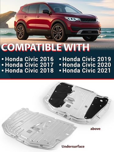 74110-TBA-A00 90674-TY2-A01 Engine Splash Guard Under Car Shield Cover Board Compatible with Honda Civic 2016 2017 2018 2019 2020 2021