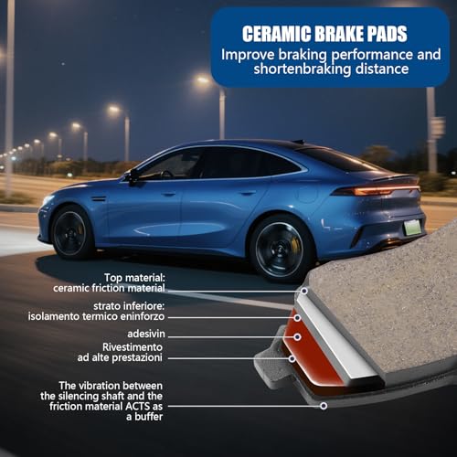 HECHENQICHE D1184 Front Ceramic Brake Pads Kit Fit For Scion iQ 2013, For Toyota Prius C 2012-2019, For Toyota Yaris 2007-2018