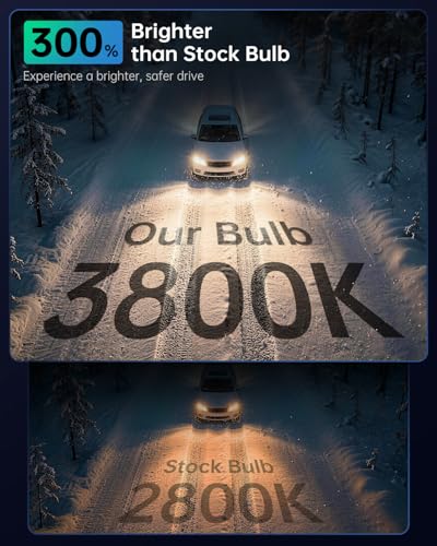 littlelucky 9012/HIR2 Halogen Bulbs, 3800k Warm White Light, 300% Brighter, High Performance 12V/55w Halogen Light for High/Low Beam Replacement Bulb, 1200H Lifespan, Plug&Play 2 Pack