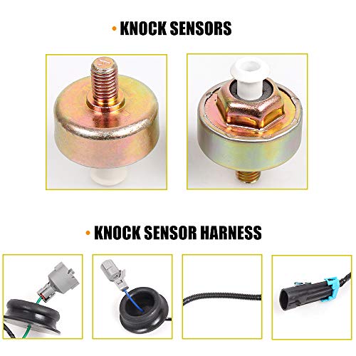 muge racing Knock Sensors with Wiring Harness Kit, LS Knock Sensor Kit Compatible with Chevy Silverado Tahoe Suburban Avalanche, GMC Sierra Yukon, Cadillac, 5.3 Knock Sensor Replace# 12589867 12601822