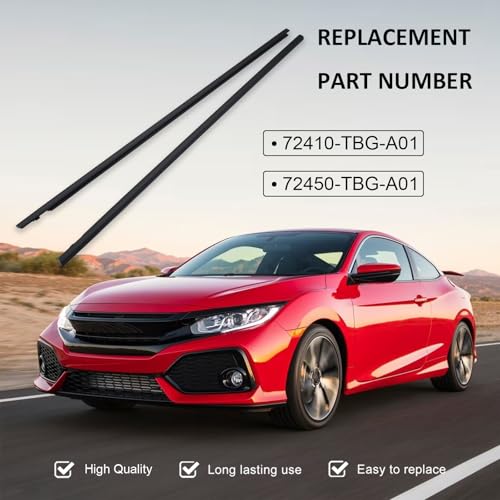 E-Gaultra Car Weatherstrip Window Seal Fit for Honda Civic Coupe (2pcs)