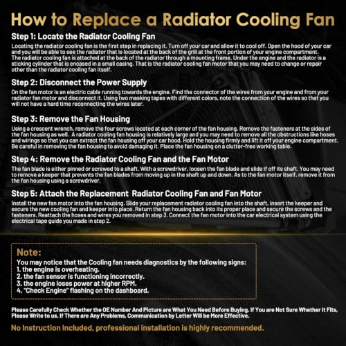 620-212 620-245 Radiator Cooling Fan Assembly Fits for 2007-2009 Honda CR-V 2.4L Replaces OE HO3115139 HO3120102