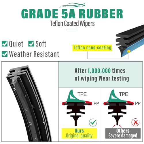 26" 20" 12" Windshield Wiper Blades Replacement for Jeep Grand Cherokee 2022 2023 2024 2025 (Not Suitable for Cherokee L) Premium All Weather Front Rear Wipers Set - OEM Quality (Pack of 3)