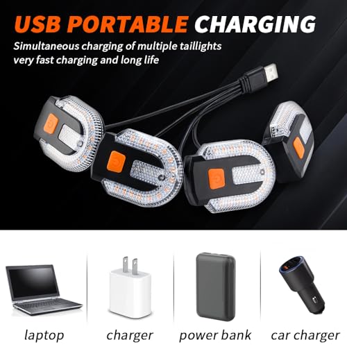 UPXSXT 4Pcs Turn Signals for Bicycles with Alarm, USB Charging Remote Control Split/Integrated Bike Tail Light 5 Modes Waterproof Strobe Bike Rear Lights Can be Mounted on Front and Rear of Bicycle
