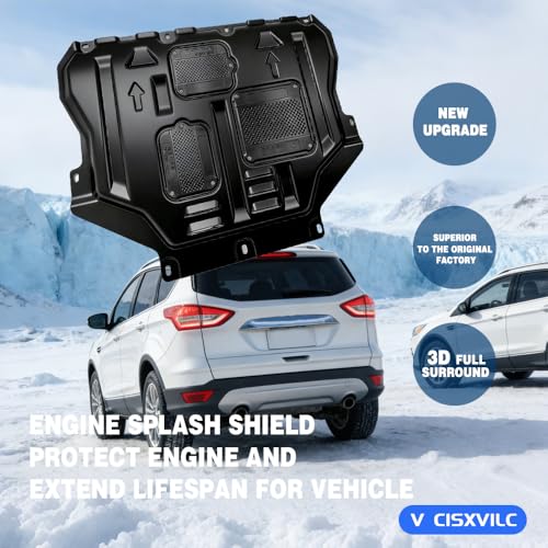 Mud Flaps Engine Guards for Ford Escape 2013 2014 2015 2016 2017 2018 2019 Front Engine Splash Shield Guards Suitable for Escape Under Engine Cover Directly Replace Original One Black