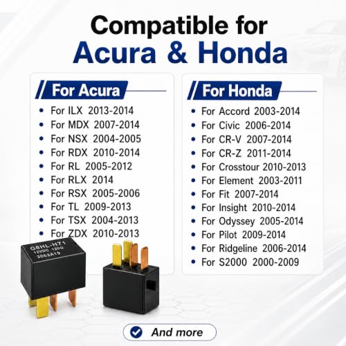 Relay G8HL-H71 (Set of 2), 39794-SDA-A03 39794-SDA-A05 12VDC Automotive Relay - Compatible for 2003-2014 Accord 2006-2014 Civic 2007-2014 Acura MDX CR-V