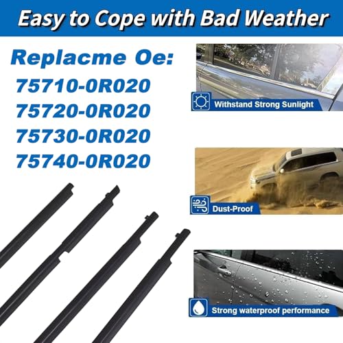 Dxuekeo Weather Stripping Window Molding Trim Seal Compatible with Toyota Rav4 2009-2012 Replace# 75710-0R020 75720-0R020 75730-0R020 75740-0R020