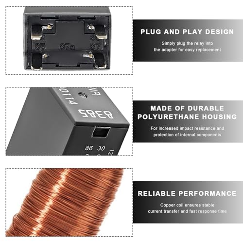 MTRPS 2 PCS Car Air Conditioning Relay, 13500114/8385 12VDC 40A 4-Pin Fuse Box Relays, Multi Purpose High Power Automotive Relay for Electric Cooling Fan Motor Starter Taillight