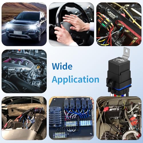 Ronybuy 5-Pin Waterproof Relay Kit 40/30 AMP 12V Relay Switch with Harness 12&16 AWG Tinned Copper Wires, SPDT Automotive Relay Kit for Horns Starters Radiator Motor Fans Boats, Pack of 2