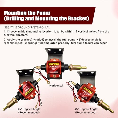 ENGINEMAN Universal 12 Volt Electric Fuel Pump 5-9 PSI, 35GPH, Super 12S Plus for Gasoline Diesel Engines
