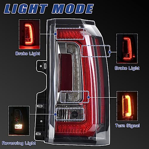 Goopool Tail Lights Assembly Compatible with GMC Yukon XL 2015 2016 2017 2018 2019 2020 LED Right Passenger Side Taillight Brake Turn Signal Assembly With Bulb Replaces 23380460 84536243 GM2801268