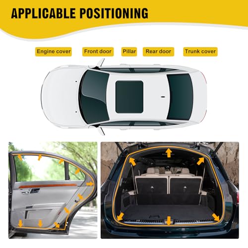 52.5Ft Car Door Seal Strip Car Weather Stripping Double Layer Shape Self Adhesive Rubber Auto Door Soundproofing Weatherstrip for Car Door,Truck, SUV