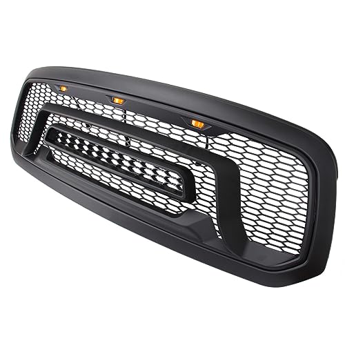 Allinoneparts Front Grille Compatible with 2013-2018 Dodge Ram 1500, 2019-2023 Ram 1500 Classic, Bumper Grill with Amber Lights (NO "RAM" LETTER)