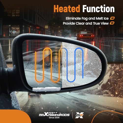 maXpeedingrods Pair Driver & Passenger Side View Mirrors Power for Chevy Silverado GMC Sierra 1500 2007-2013, Suburban Yukon XL 1500 2007-2014 Heated Manual Folding LED Arrow Turn Signal