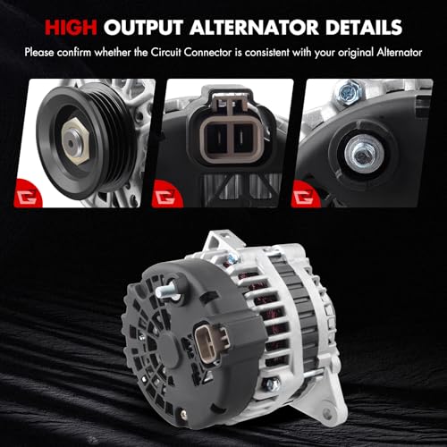 GDSMOTU New Alternator Compatible for Hyundai Accent 2006-2009 1.6L for Tiburon 2004-2007 2.0L for Tucson 2006-2009 2.0L, 90AMP/12 Volt Alternator AVA0048 113657 37300-22650 2655023