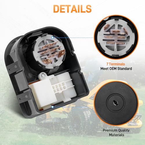Ignition Module Switch with 2 Keys 7 terminals Compatible with Cub Cadet MTD Craftsman -LT1042 LT1045 LT1046 LTX1040 XT1 XT2 LT42 LT46 SLX50 T110 T1200 T1400 T1600 Riding Replace#925-06119c 725-04227