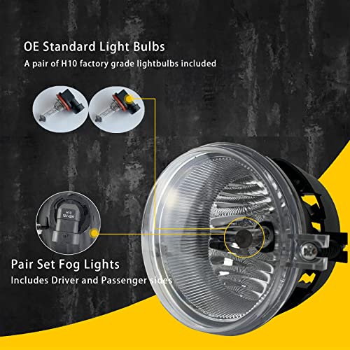 Fog Lights Assemblies Replacement for 2005-2010 Dodge Caravan Charger Challenger Caliber Chrysler Pacifica Sebring Jeep Patriot Compass, 1 Pair Bumper Driving Fog Lamps with Clear Lens