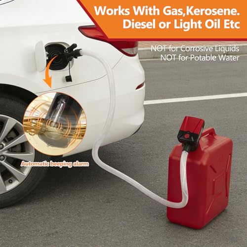 Automatic Portable Fuel Transfer Pump with Auto-Stop, 3.8 Gallon per minute, Extra Long Hose, Battery Powered and USB Type-c, 4 Can Adapters, Leak protection, Gas Can Pump for Oil, Diesel and Gasoline