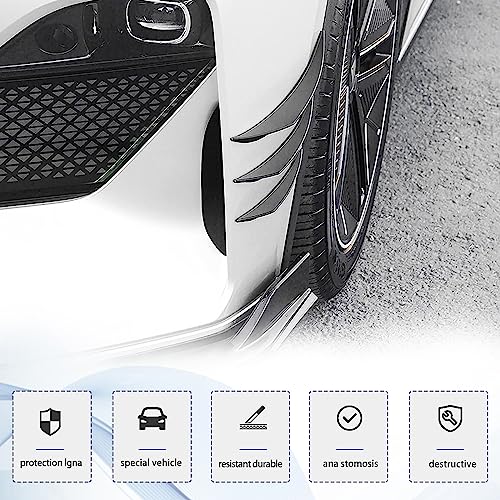 GKmow Pack-6 Car Spoiler Canards Kit, Universal Auto Front Bumper Lip Splitter, Body Anti-Collision Diffuser, Exterior Soft Rubber Decorative Stickers (Glossy Black)