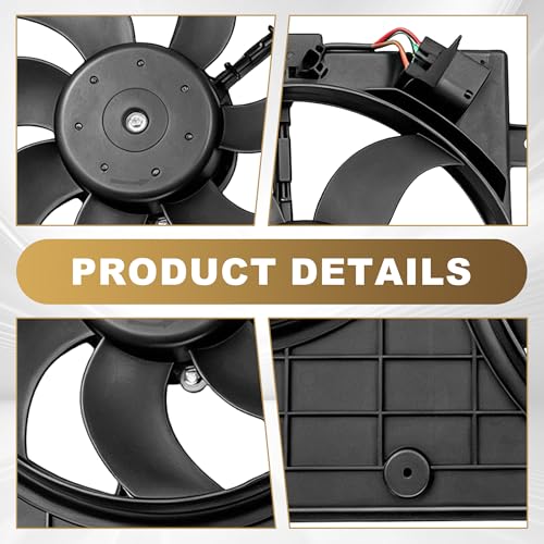 PartsFlow Radiator Cooling Fan Assembly For 2005-2013 Volkswagen Jetta, 2006-2009 Rabbit, 2010-2013 Golf, 2012-2013 Beetle/Passat 620-843