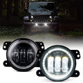 4 Inch 60W LED Fog Light w/White Halo DRL Compatible with 07-18 Jeep JK JKU