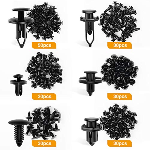 GOOACC Universal Plastic Fender Clips,200 Pcs Push Bumper Fastener Rivet Clips with 6 Size Auto Body Retainer Clips Bumpers,Car Fender Replacement for GM, Ford & Ch, GRC-47