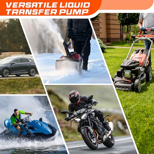 Portable Fuel Transfer Pump with 47" Hose-High Flow Hand Fuel Pump, Battery Powered Siphon Pump for Gasoline Mechanical Fuel Pumps Universal Fit for Gasoline, Vehicles, Fuel,Water Transfer（Amber）