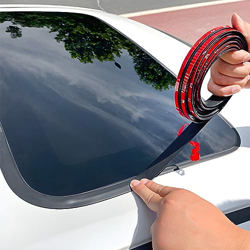 BESULEN 26 Ft Car Windshield Weather Stripping, T Shape 14mm+19mm As a Set, Adhesive Rubber Seal Strip, Auto Sunroof Sealing Gasket, Front Rear Windshield Trim Leak Sound Proofing Weatherstrip