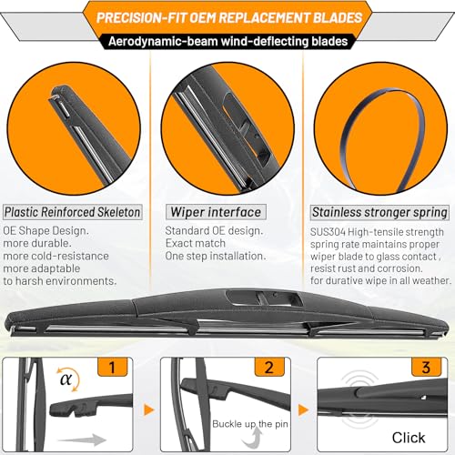 AUTOBOO 26"+16" Windshield Wipers with 12" Rear Wiper Blade Sets Replacement for Subaru Crosstrek Impreza 2018 2019 2020 2021 2022 2023-Original Factory Quality (Pack of 3)