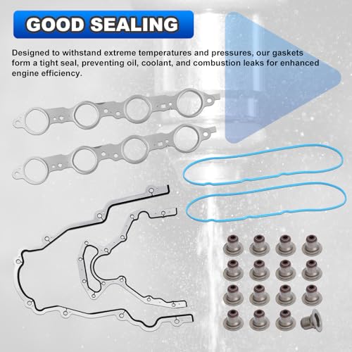 AUTOBABA Cylinder Head Gasket Kit with ES72173 Bolts Compatible with 2002-2011 Buick, Chevy Silverado Suburban Tahoe, GMC Sierra Yukon Cadillac 4.8L 5.3l V8 Engine