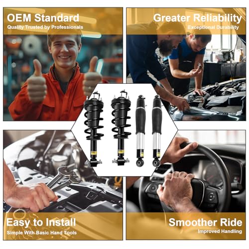 4PCS Front & Rear Shock Absorber Strut Assemblies w/Magnetic 2015-2020 Cadillac Escalade ESV, for Chevy Suburban Tahoe Silverado, for GMC Yukon XL Sierra 1500, Replaces 84176631 84176675