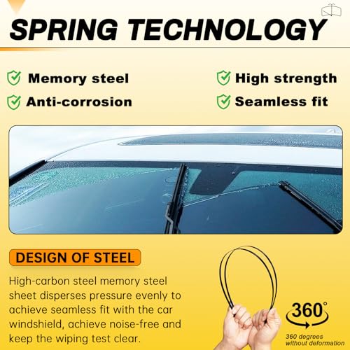 AUTOBOO 26" and 16" Windshield Wipers Blades (Pack Of 2),OEM Quality Premium All-Seasons Wiper blades,Stable and Quiet wiper blades