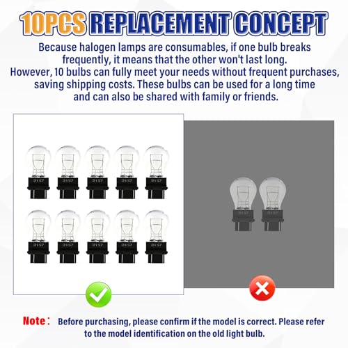 iFunyLED 10 PCS 3157 Bulb, Replacement Light Kit Set for Car Daytime Running Reverse Backup Parking Tail Brake Turn Signal Light Bulb