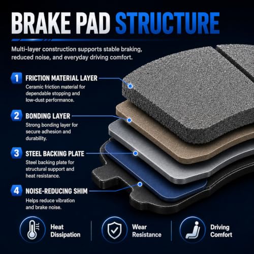 D2173 D2174 Front Rear Ceramic Brake Pads With Clips For Chevrolet Silverado 1500 2019-2022,Suburban 2021-2022,Tahoe 2021-2023,Cadillac Escalade/ESV 2021-2022,GMC Sierra 1500 2019-2022,Yukon 2021-2023