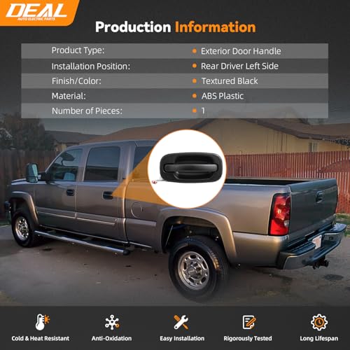DEAL AUTO ELECTRIC PARTS Rear Driver Left Side Exterior Door Handle Replacement Kit, Compatible with 99-07 Chevy Silverado Avalanche Suburban Tahoe GMC Sierra Yukon Cadillac Escalade, 15107655