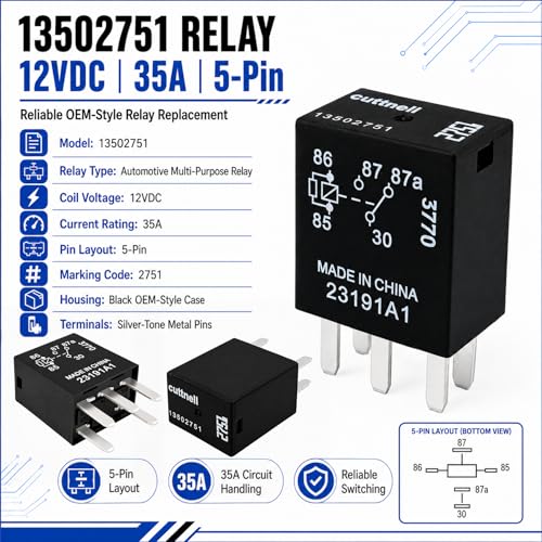 Cuttnell 6-Pack 13502751 Relay 12VDC 35A 5-Pin Relay