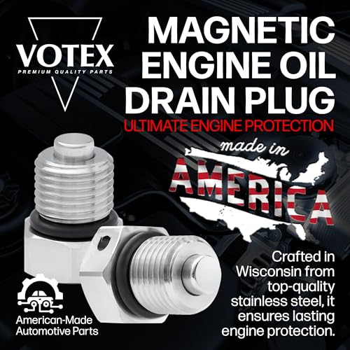 VOTEX - MADE IN USA - DP031 Stainless Steel Engine Neodymium Magnetic Oil Drain Plug fits Harley Davidson/Buell - Part Number 60328-98B / 60328-98A