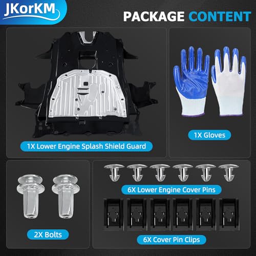 Jkorkm 74110-TBA-A00 Engine Splash Guard Under Car Shield Cover Compatible with Honda Civic 2016-2021 Replaces 74110tbaa00 Including Screws and Bolts Splash Shield Guard Under car