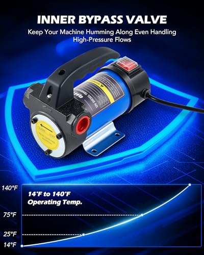 Orion Motor Tech Diesel Transfer Pump, 12 Volt Fuel Transfer Pump with Nozzle Hoses for Transferring Diesel, Kerosene, Self Priming DC Electric Fuel Pump Kit, Oil Not Included