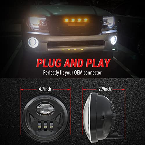 GXENOGO LED Fog Light Assembly for Tacoma 2005-2011/ Solara 2004-2006/ Sequoia 2008-2015/ Tundra 2007-2013- Pair, Black