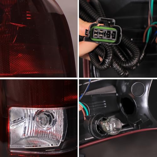 MAYELLO Smoked Red Tail Lights w/Bulbs Compatible with 2007-2013 Chevrolet Silverado 1500, 2007-2014 Chevy Silverado 2500 3500 Single Rear Wheel, Plug & Play Rear Lamps