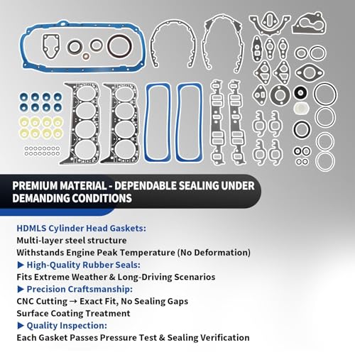 Assembroverse 260-1269 SBC Engine Gasket Set Compatible with C1500/C2500/K1500 G20/G30 5.7L 350 V8 (1987-1995) | Replace KS2666 T598122 Premium Head Gasket Kit